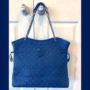Tory Burch Large Marion Tote Navy